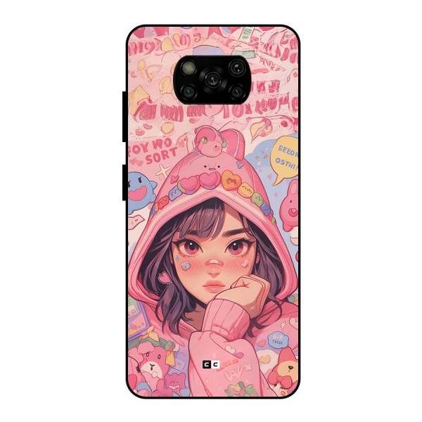 Cute Anime Girl Metal Back Case for Poco X3