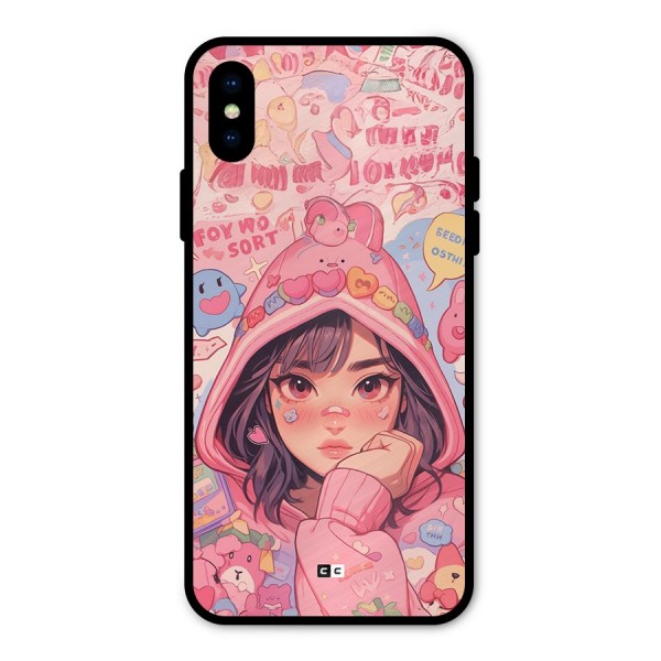Cute Anime Girl Metal Back Case for iPhone X