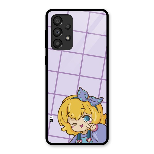 Cute Anime Illustration Glass Back Case for Galaxy A33 5G