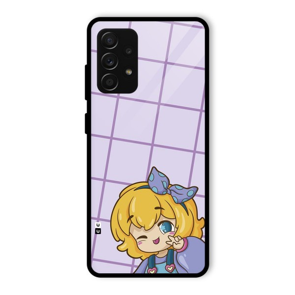 Cute Anime Illustration Glass Back Case for Galaxy A53 5G