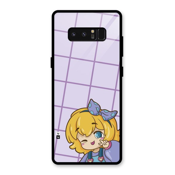 Cute Anime Illustration Glass Back Case for Galaxy Note 8