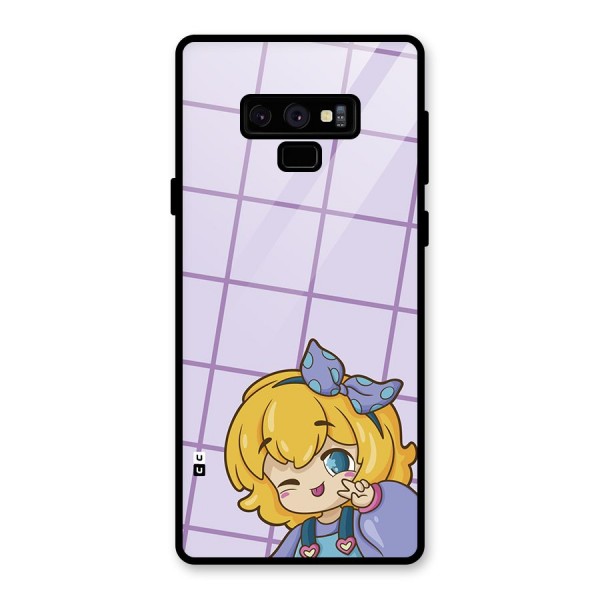 Cute Anime Illustration Glass Back Case for Galaxy Note 9