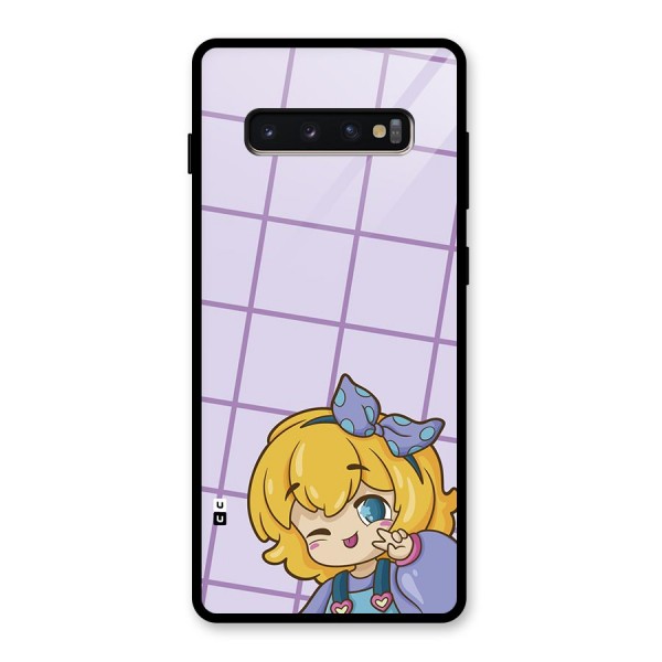 Cute Anime Illustration Glass Back Case for Galaxy S10 Plus