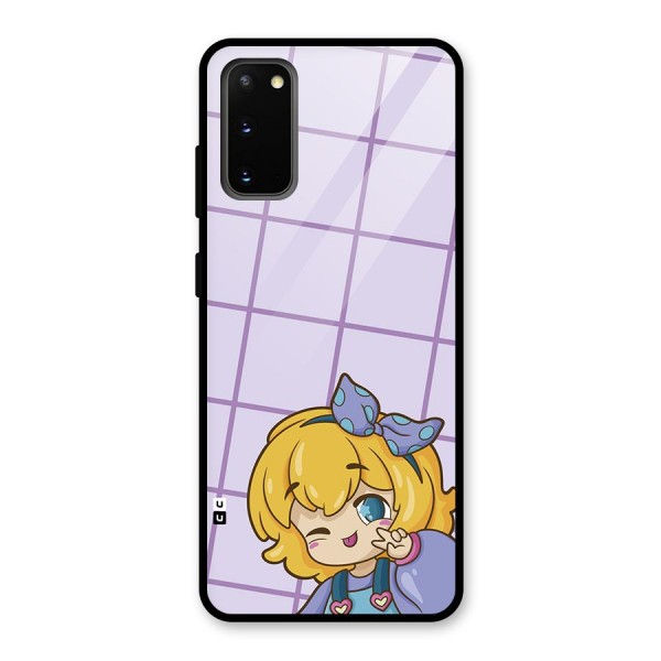 Cute Anime Illustration Glass Back Case for Galaxy S20