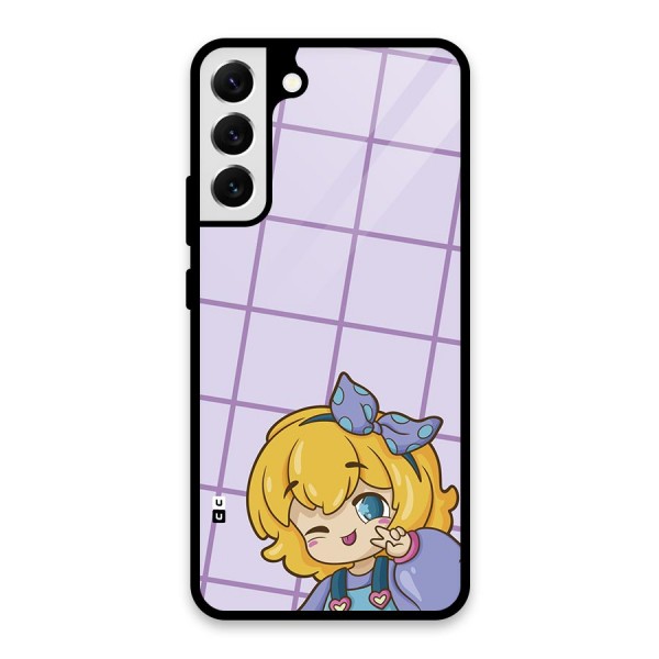 Cute Anime Illustration Glass Back Case for Galaxy S22 Plus 5G