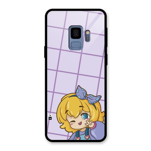 Cute Anime Illustration Glass Back Case for Galaxy S9