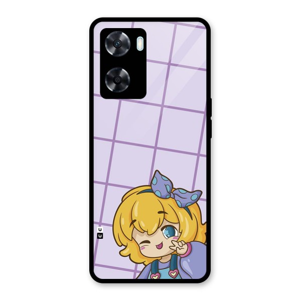Cute Anime Illustration Glass Back Case for Oppo A77
