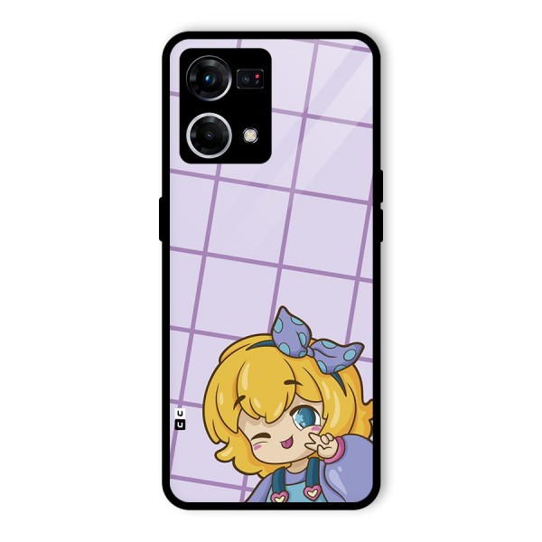 Cute Anime Illustration Glass Back Case for Oppo F21 Pro 4G