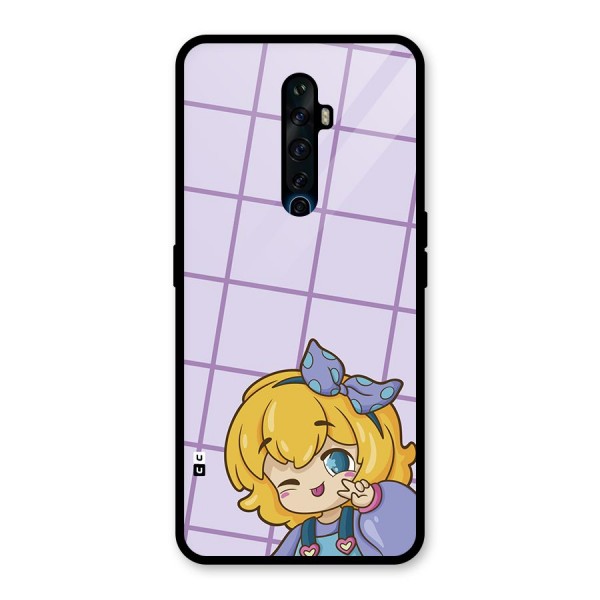 Cute Anime Illustration Glass Back Case for Oppo Reno2 F