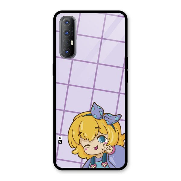 Cute Anime Illustration Glass Back Case for Oppo Reno3 Pro
