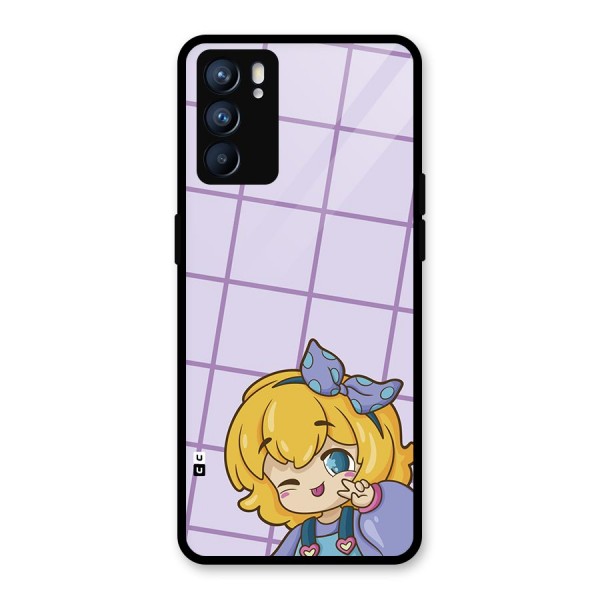 Cute Anime Illustration Glass Back Case for Oppo Reno6 5G