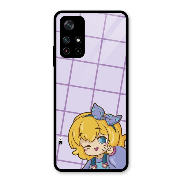 Cute Anime Illustration Glass Back Case for Poco M4 Pro 5G