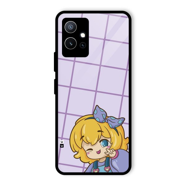 Cute Anime Illustration Glass Back Case for Vivo T1 5G