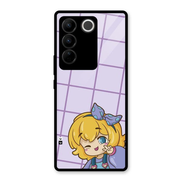 Cute Anime Illustration Glass Back Case for Vivo V27