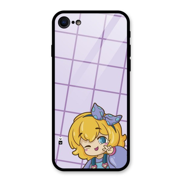 Cute Anime Illustration Glass Back Case for iPhone 8