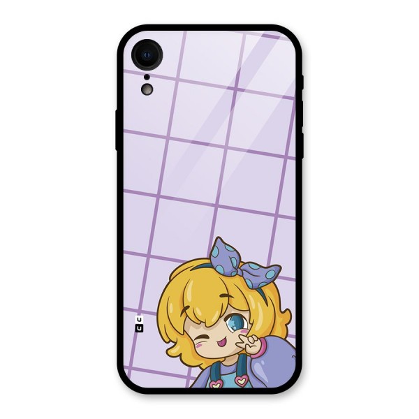 Cute Anime Illustration Glass Back Case for iPhone XR