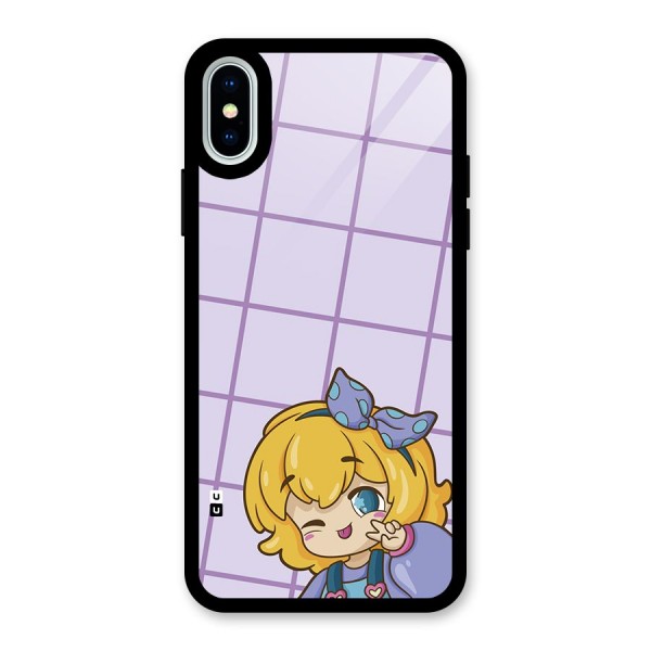 Cute Anime Illustration Glass Back Case for iPhone XS