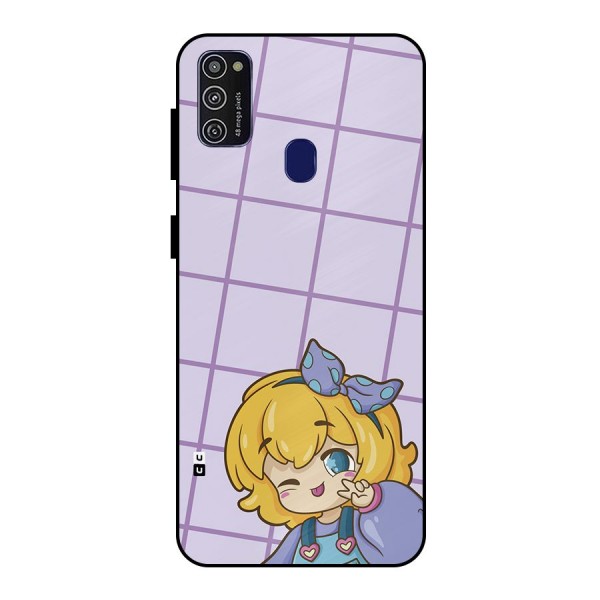 Cute Anime Illustration Metal Back Case for Galaxy M30s
