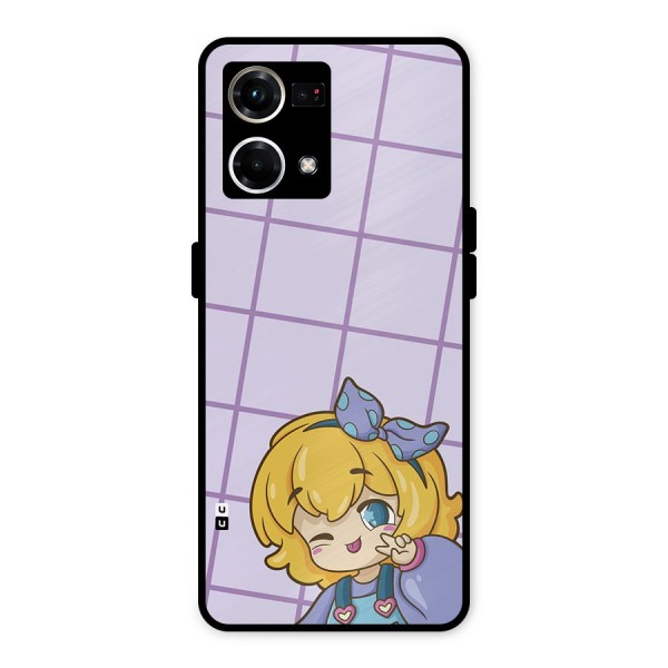 Cute Anime Illustration Metal Back Case for Oppo F21 Pro 4G