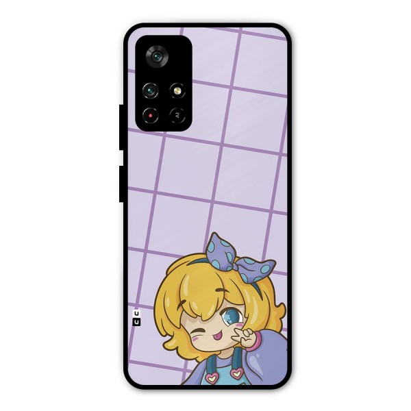 Cute Anime Illustration Metal Back Case for Poco M4 Pro 5G