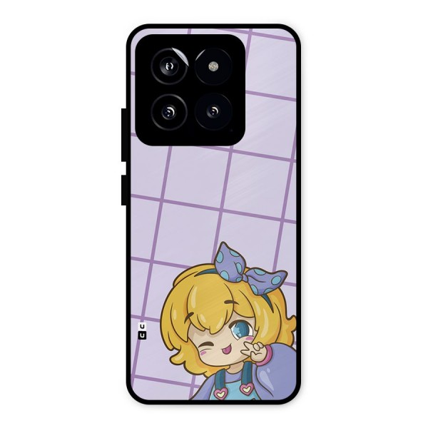 Cute Anime Illustration Metal Back Case for Xiaomi 14