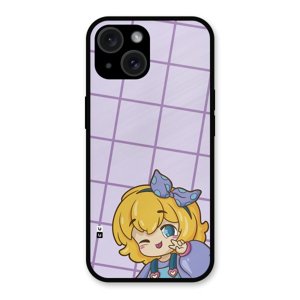 Cute Anime Illustration Metal Back Case for iPhone 15