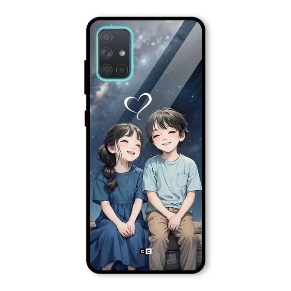 Cute Anime Teens Glass Back Case for Galaxy A71