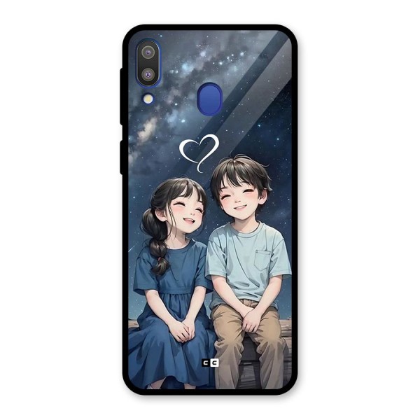 Cute Anime Teens Glass Back Case for Galaxy M20