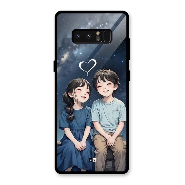 Cute Anime Teens Glass Back Case for Galaxy Note 8