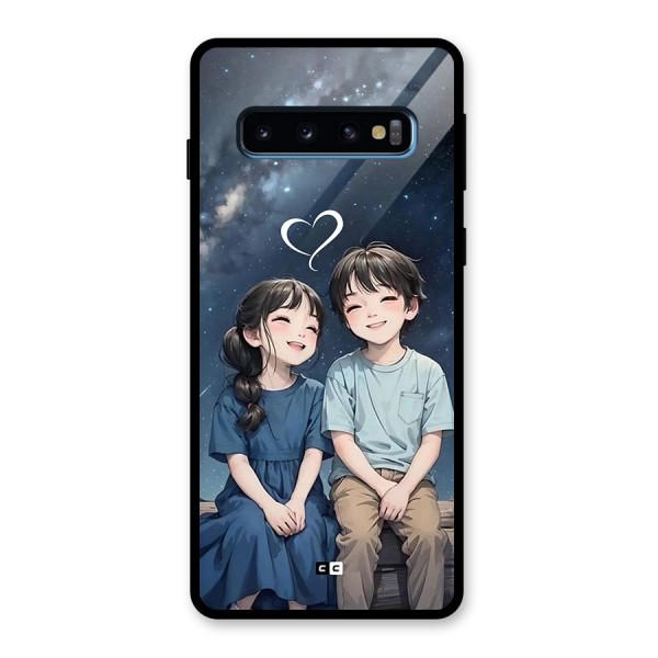 Cute Anime Teens Glass Back Case for Galaxy S10