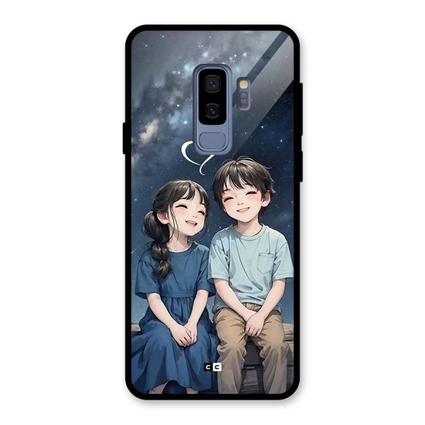 Cute Anime Teens Glass Back Case for Galaxy S9 Plus