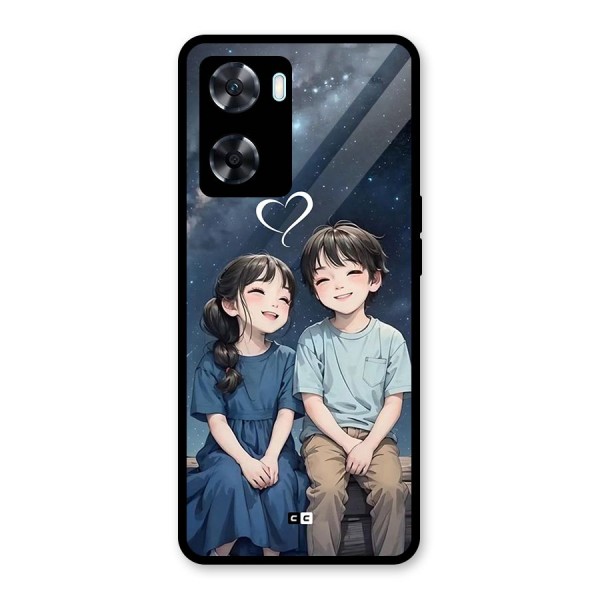 Cute Anime Teens Glass Back Case for Oppo A77