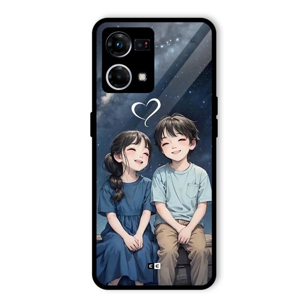 Cute Anime Teens Glass Back Case for Oppo F21 Pro 4G