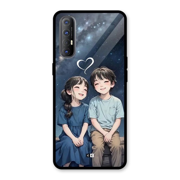 Cute Anime Teens Glass Back Case for Oppo Reno3 Pro