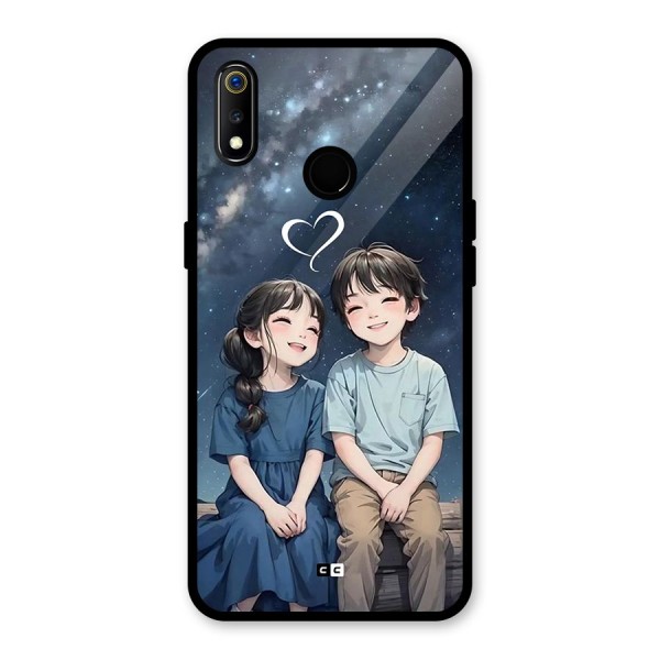 Cute Anime Teens Glass Back Case for Realme 3