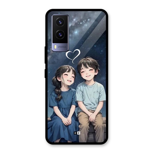 Cute Anime Teens Glass Back Case for Vivo V21e 5G