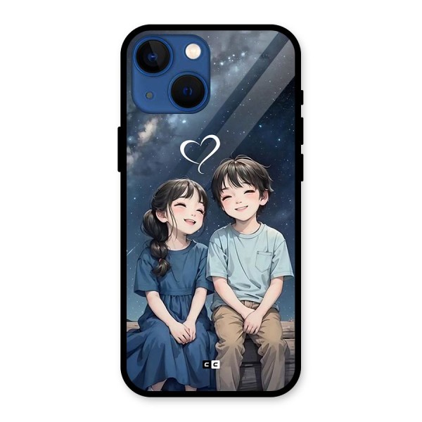 Cute Anime Teens Glass Back Case for iPhone 13 Mini