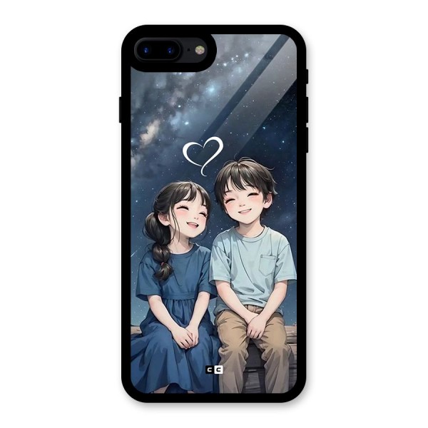 Cute Anime Teens Glass Back Case for iPhone 8 Plus