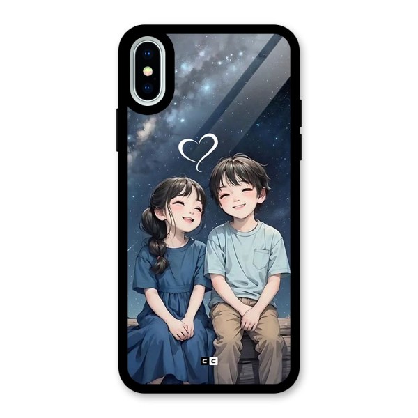 Cute Anime Teens Glass Back Case for iPhone XS