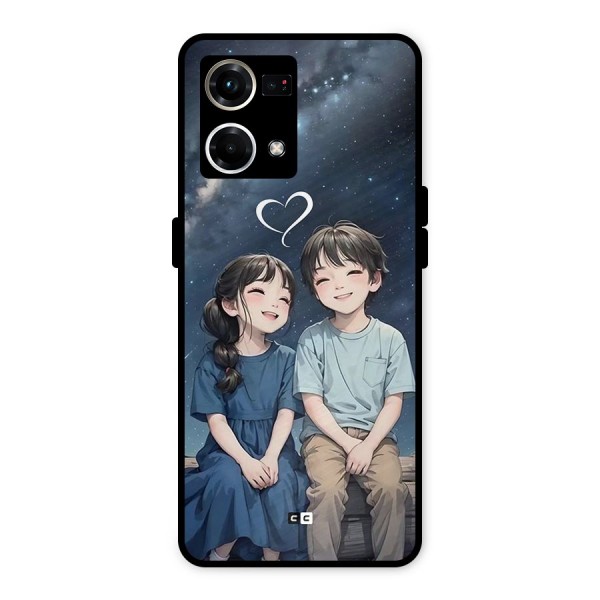 Cute Anime Teens Metal Back Case for Oppo F21 Pro 4G