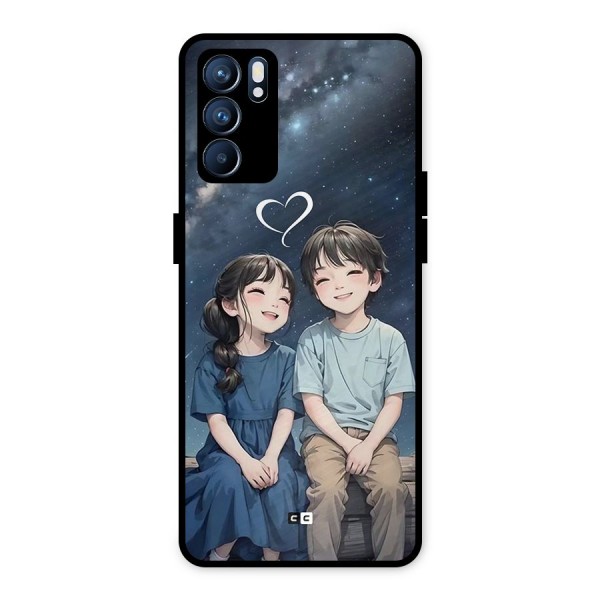 Cute Anime Teens Metal Back Case for Oppo Reno6 5G