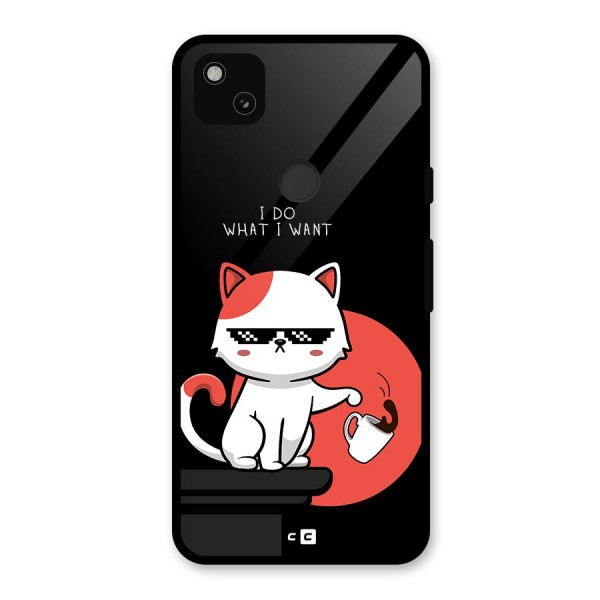 Cute Attitude Cat Glass Back Case for Google Pixel 4a