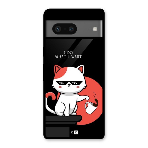Cute Attitude Cat Glass Back Case for Google Pixel 7