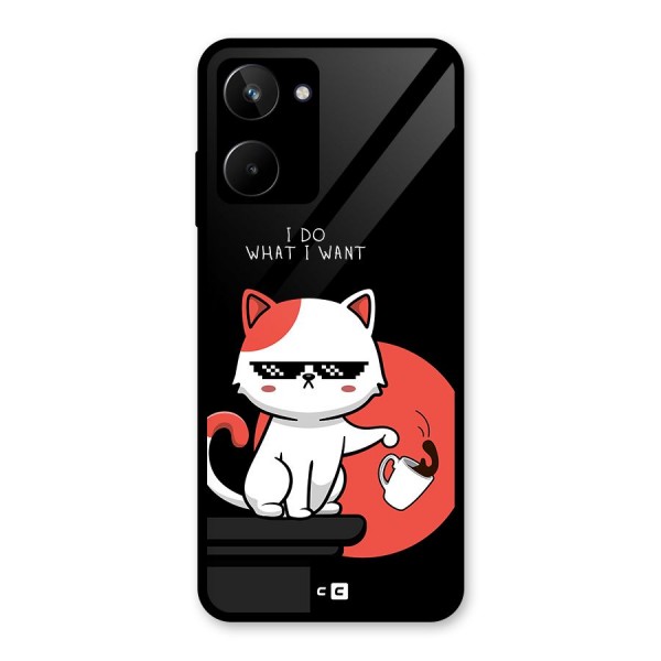 Cute Attitude Cat Glass Back Case for Realme 10