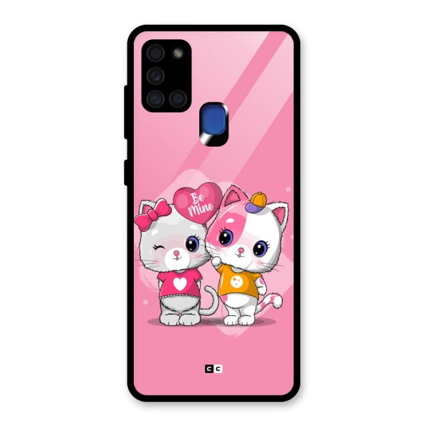 Cute Be Mine Glass Back Case for Galaxy A21s