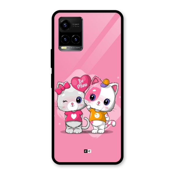 Cute Be Mine Glass Back Case for Vivo Y33s