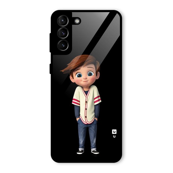 Cute Boy Tim Glass Back Case for Galaxy S21 Plus