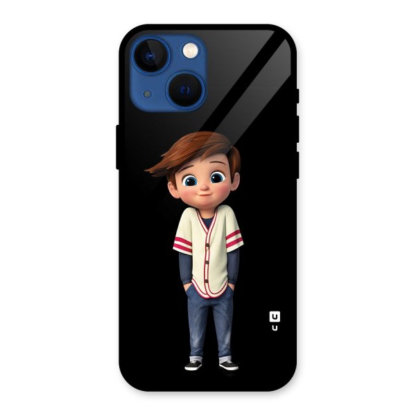 Cute Boy Tim Glass Back Case for iPhone 13 Mini