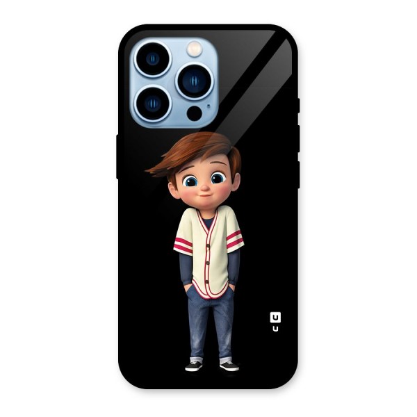 Cute Boy Tim Glass Back Case for iPhone 13 Pro