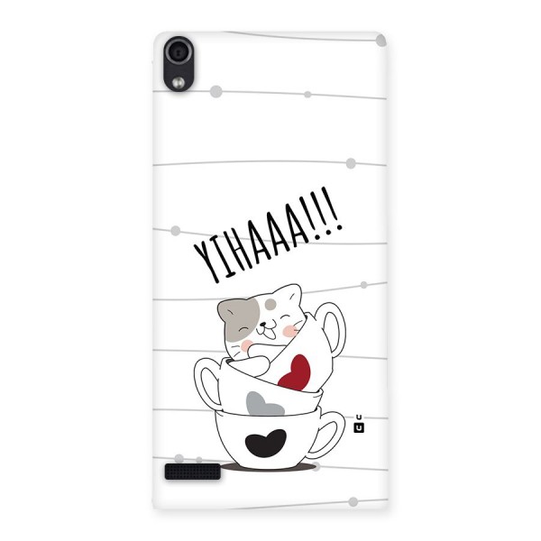 Cute Cat Cup Back Case for Ascend P6